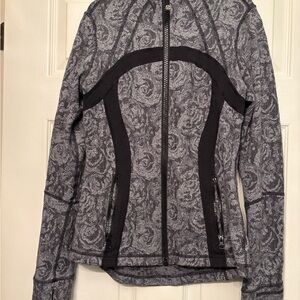 Gray and Black Ski Jacket with Athletic Fit